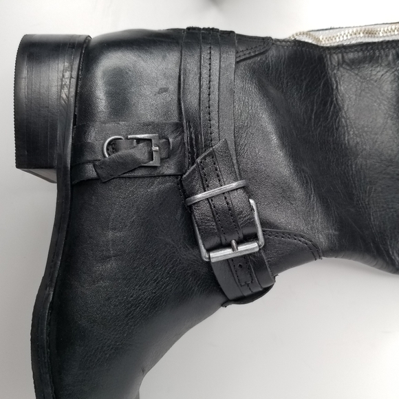 MATISSE NWOT Wide Calf Black Leather Moto Riding Boot with Back Zipper - Picture 8 of 9